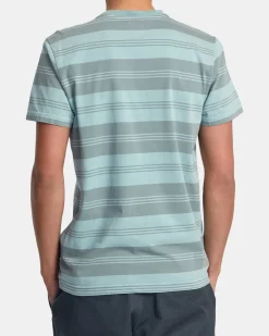 RVCA PTC STRIPE SHORT SLEEVE KNIT Light Blue New