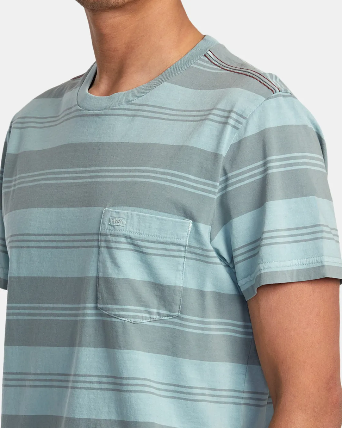 RVCA PTC STRIPE SHORT SLEEVE KNIT Light Blue New