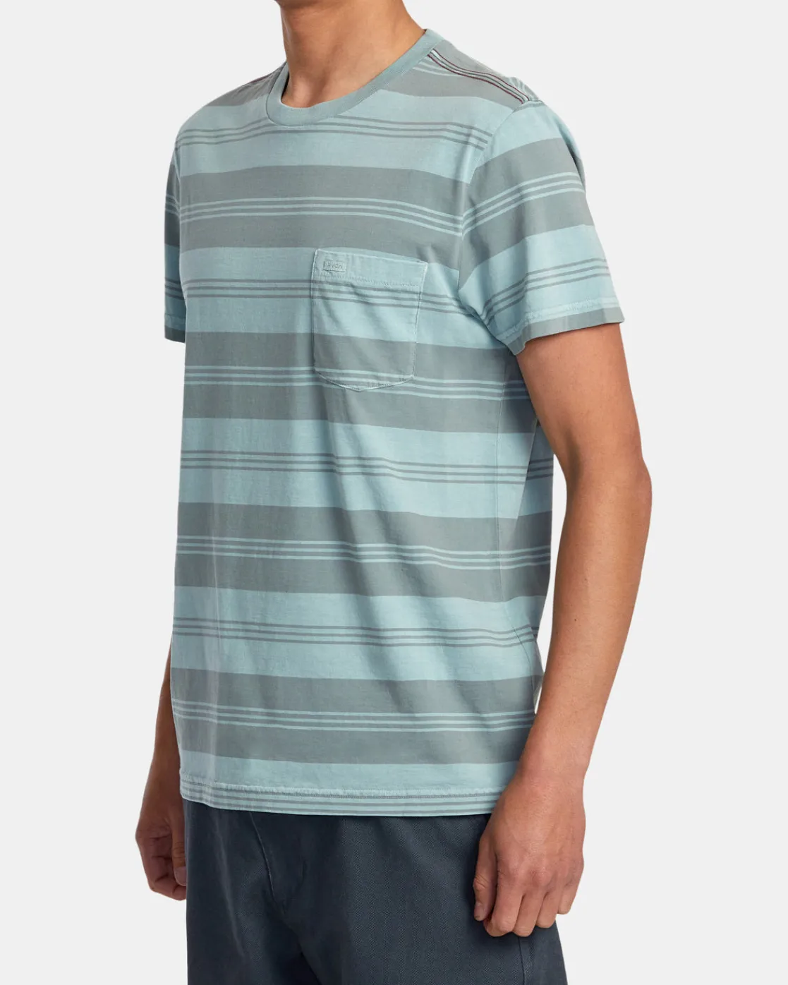 RVCA PTC STRIPE SHORT SLEEVE KNIT Light Blue New