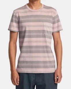 RVCA PTC STRIPE SHORT SLEEVE KNIT Pale Mauve Hot