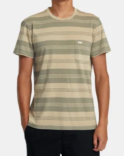 RVCA PTC STRIPE SHORT SLEEVE KNIT Latte Outlet