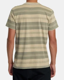 RVCA PTC STRIPE SHORT SLEEVE KNIT Latte Outlet
