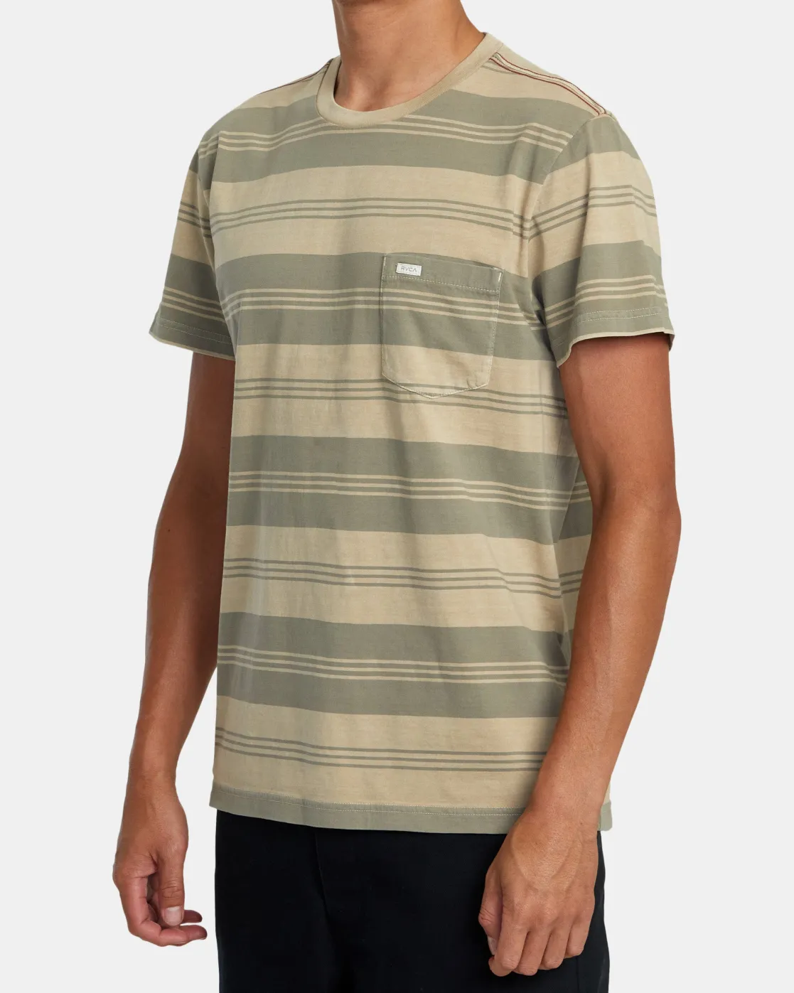 RVCA PTC STRIPE SHORT SLEEVE KNIT Latte Outlet