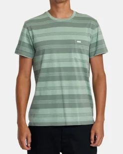 RVCA PTC STRIPE SHORT SLEEVE KNIT Granite Green Outlet