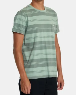 RVCA PTC STRIPE SHORT SLEEVE KNIT Granite Green Outlet