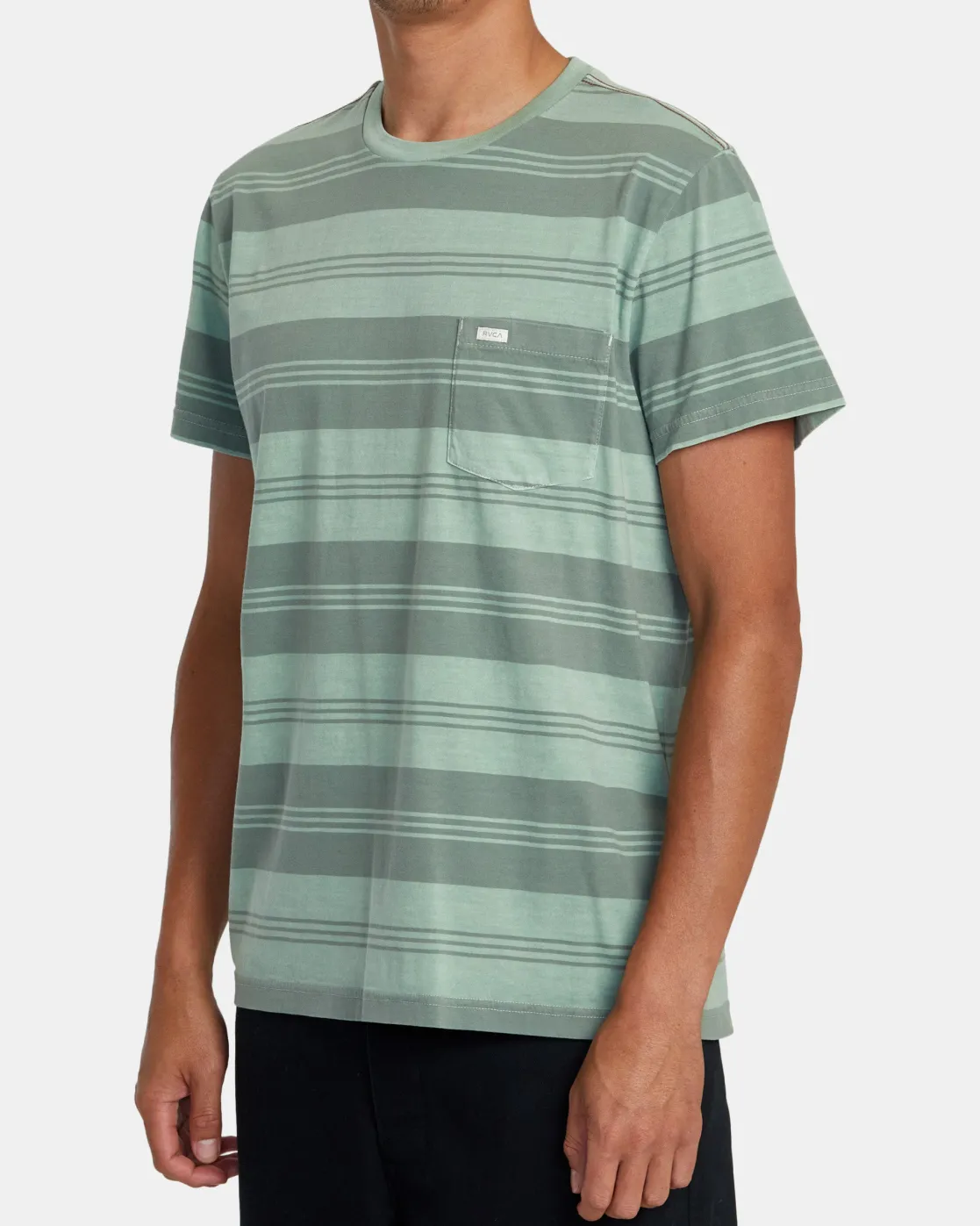 RVCA PTC STRIPE SHORT SLEEVE KNIT Granite Green Outlet