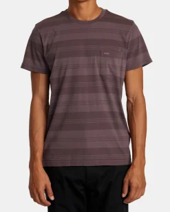 RVCA PTC STRIPE SHORT SLEEVE KNIT Plum Ash Clearance