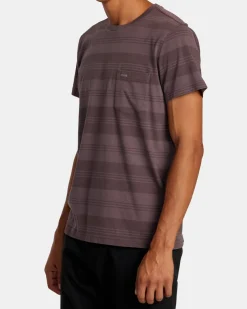 RVCA PTC STRIPE SHORT SLEEVE KNIT Plum Ash Clearance