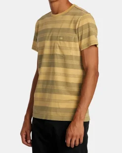 RVCA PTC STRIPE SHORT SLEEVE KNIT Ochre Sale