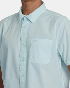 RVCA PTC WOVEN II SHORT SLEEVE SHIRT Light Blue Discount