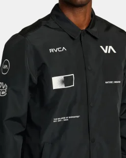 RVCA RADIATE WINDBREAKER COACHES JACKET Black Clearance