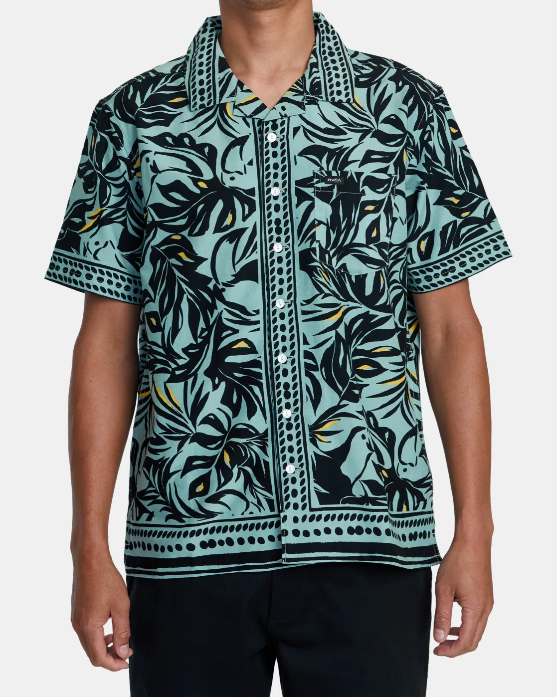 RVCA RESORT SHORT SLEEVE SHIRT Granite Green