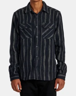 RVCA BLANKET LONG SLEEVE SHIRT Indigo Hot