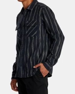 RVCA BLANKET LONG SLEEVE SHIRT Indigo Hot