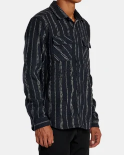 RVCA BLANKET LONG SLEEVE SHIRT Indigo Hot