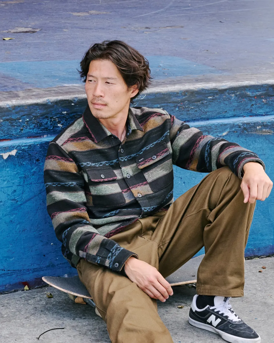 RVCA BLANKET LONG SLEEVE SHIRT Red Earth Best