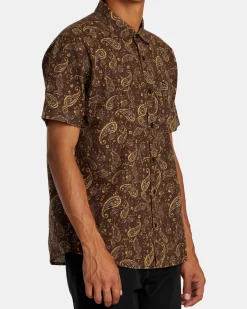 RVCA RVGAZI SHORT SLEEVE SHIRT Chocolate Discount