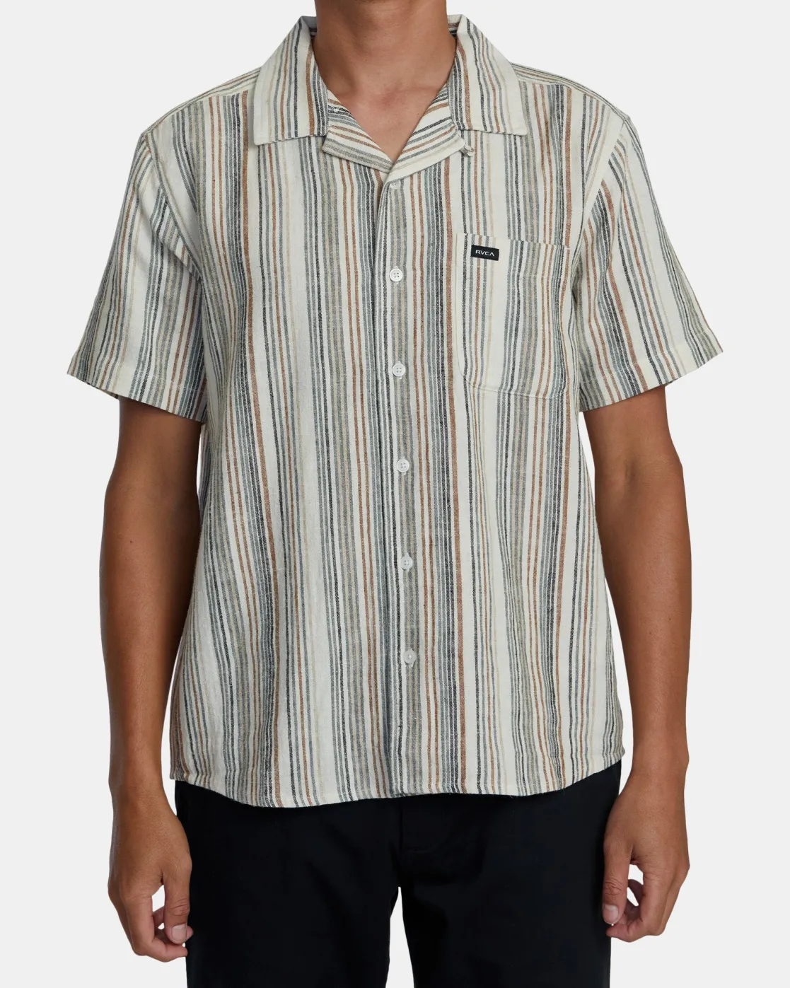 RVCA SATELLITE STRIPE SHORT SLEEVE SHIRT Antique White Online