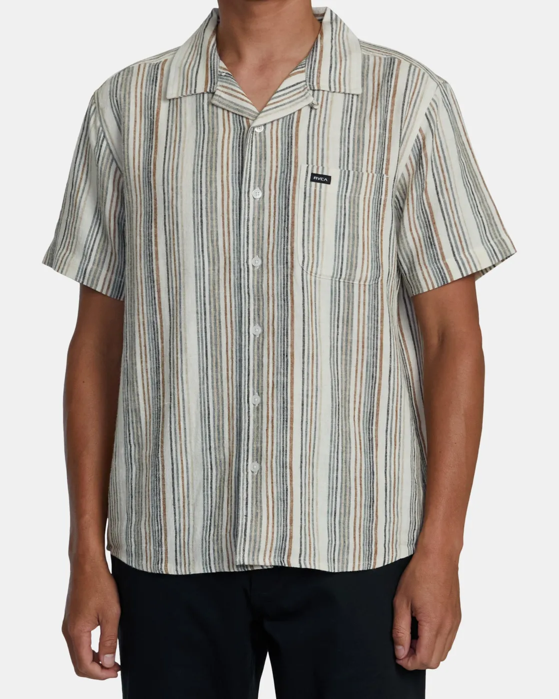 RVCA SATELLITE STRIPE SHORT SLEEVE SHIRT Antique White Online