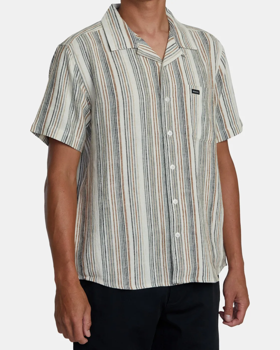 RVCA SATELLITE STRIPE SHORT SLEEVE SHIRT Antique White Online