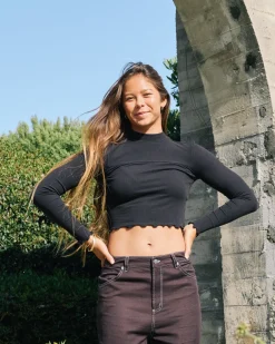 RVCA SAVED LONG SLEEVE LONG SLEEVE CROP TOP Black Online