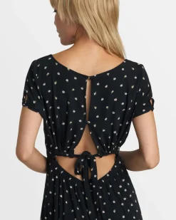 RVCA SECRETS MIDI DRESS Peach Whip Clearance