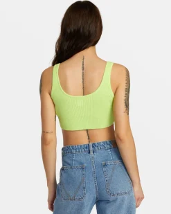RVCA SELECTS ROUNDABOUT SWEATER TANK V-NECK SWEATER Neon Green Hot