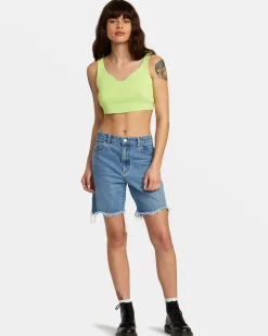 RVCA SELECTS ROUNDABOUT SWEATER TANK V-NECK SWEATER Neon Green Hot