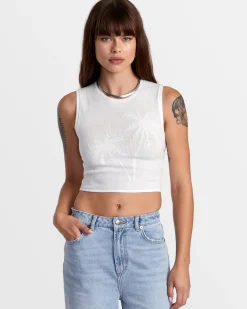 RVCA SELECTS SHIVER SWEATER TANK CREW NECK SWEATER Whisper White New