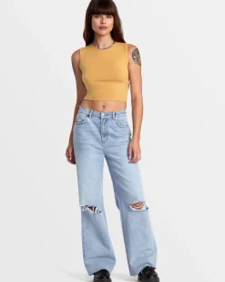 RVCA SELECTS SHIVER SWEATER K CREW NECK SWEATER Tan Sale