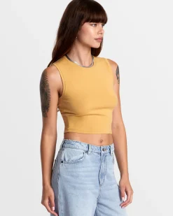 RVCA SELECTS SHIVER SWEATER K CREW NECK SWEATER Tan Sale