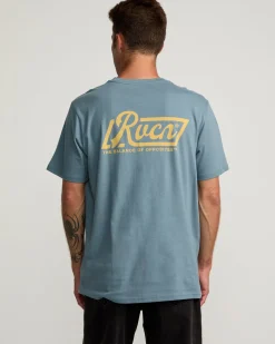 RVCA SIGNATURE SHORT SLEEVE TEE Industrial Blue Sale