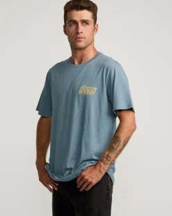 RVCA SIGNATURE SHORT SLEEVE TEE Industrial Blue Sale