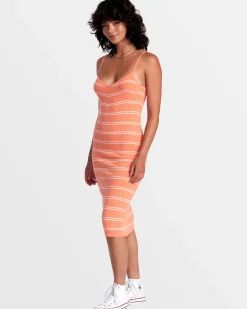 RVCA SILHOUETTE BODYCON MIDI DRESS Fusion Coral Online