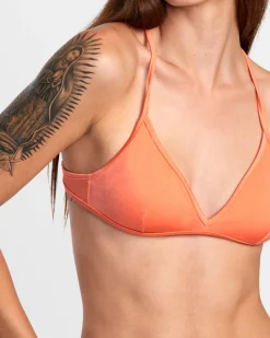 RVCA SOLID SHIMMER CROSSBACK TRIANGLE BIKINI TOP Fusion Coral