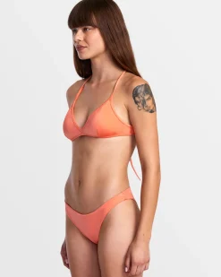 RVCA SOLID SHIMMER CROSSBACK TRIANGLE BIKINI TOP Fusion Coral