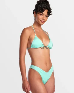 RVCA SOLID SHIMMER TRIANGLE BIKINI TOP Ice Green
