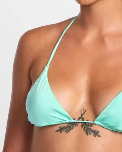 RVCA SOLID SHIMMER TRIANGLE BIKINI TOP Ice Green