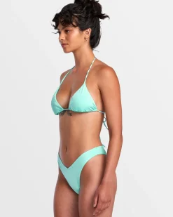 RVCA SOLID SHIMMER TRIANGLE BIKINI TOP Ice Green
