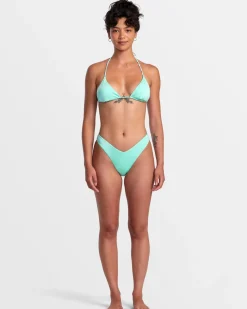 RVCA SOLID SHIMMER V-FRONT FRENCH BIKINI BOTTOMS Ice Green Sale