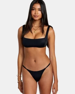 RVCA SOLID SQUARE BRALETTE BIKINI TOP Black Clearance