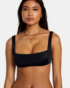 RVCA SOLID SQUARE BRALETTE BIKINI TOP Black Clearance