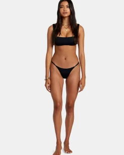 RVCA SOLID SQUARE BRALETTE BIKINI TOP Black Clearance