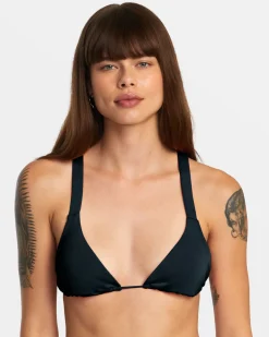 RVCA SOLID WIDE CROSSBACK TRIANGLE BIKINI TOP Black Discount