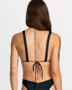 RVCA SOLID WIDE CROSSBACK TRIANGLE BIKINI TOP Black Discount