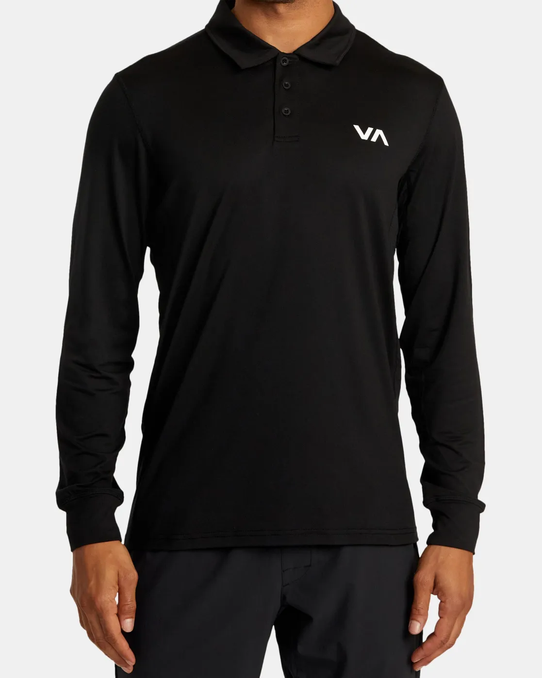 RVCA SPORT VENT LONG SLEEVE POLO TEE Black Hot