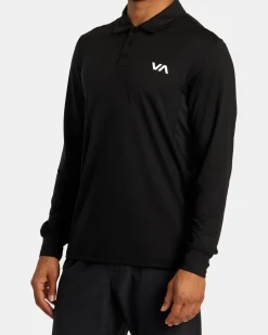 RVCA SPORT VENT LONG SLEEVE POLO TEE Black Hot