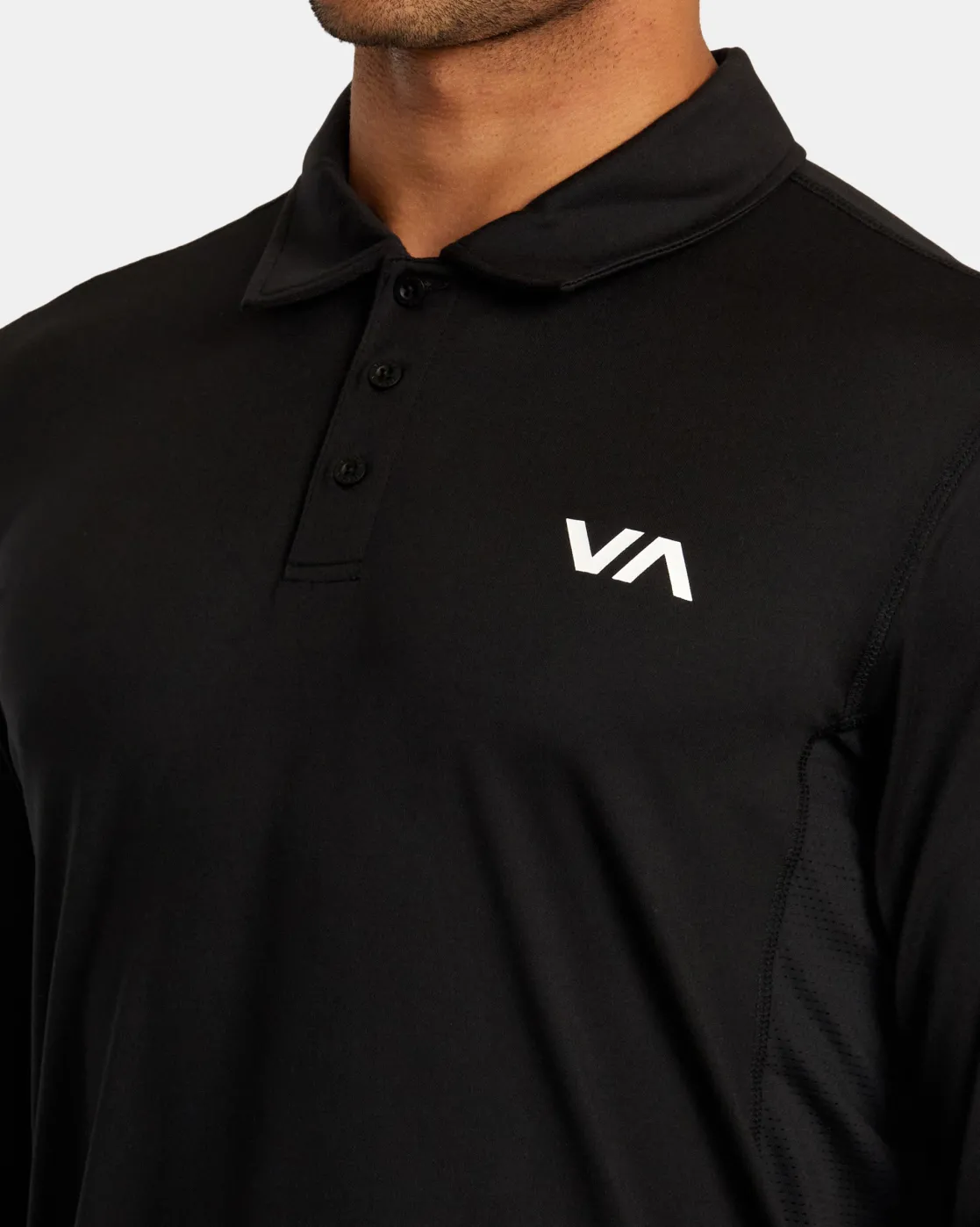 RVCA SPORT VENT LONG SLEEVE POLO TEE Black Hot