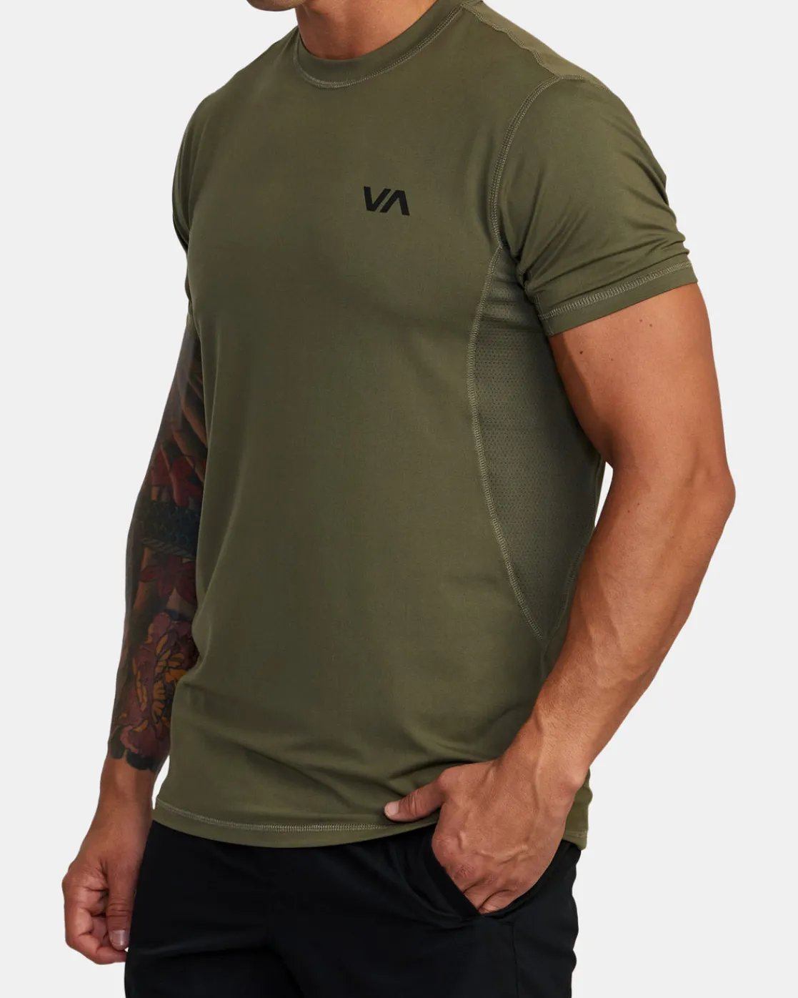 RVCA SPORT VENT PERFORMANCE TEE Olive Discount