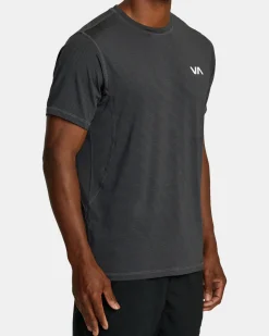 RVCA SPORT VENT STRIPE TECHNICAL SHORT SLEEVE TOP Black Stripe Sale